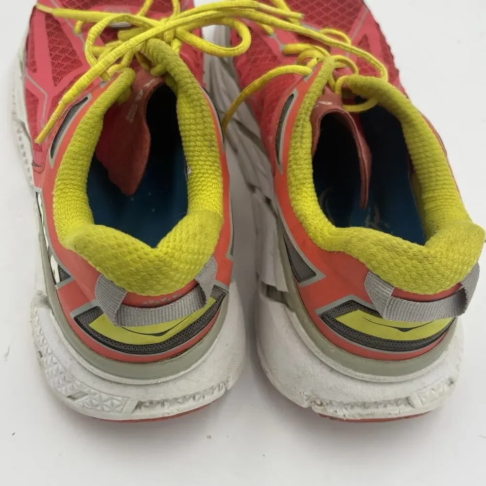 Hoka One One Clifton 1 Women's Size 7 Coral And Yellow Running Shoes F10014G